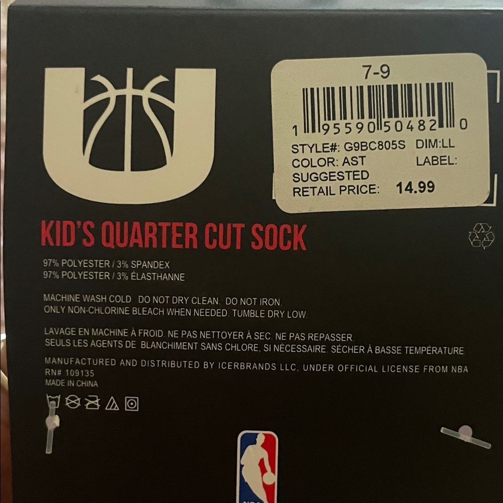 NBA Lakers Kids' Quarter Cut Socks - Black and White